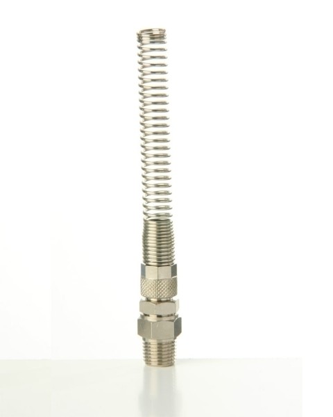 Schnellverschraubung mit Knickschutzfeder für Rohr