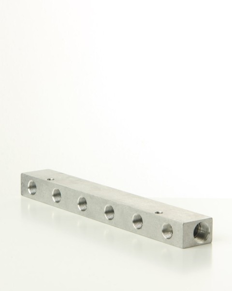Verteiler Aluminium Eingang 2 x 3/8'' Ausgang 6 x