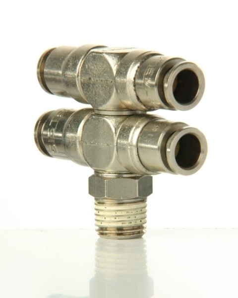 Doppel-T-Einschraubanschluss 6 mm - 1/8'' BSP keg.